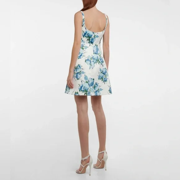 New Emilia Wickstead Thoni Floral Mini Dress White Blue Sz 8 - Picture 3 of 16
